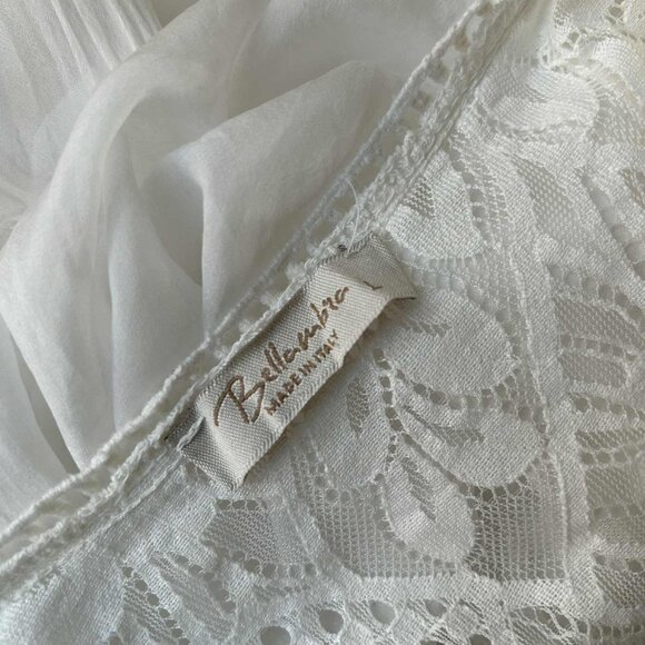 Bellambra Made in Italy Pure Silk Ivory Lace-Yoke Boho Tunic Blouse – US L - Picture 11 of 11